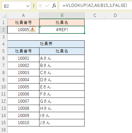 エラー表示 ( #REF! )